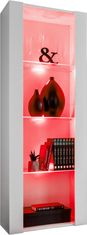 komodee Komodee, skříňka Tivoli, Bílá/Bílá, šířka 55 cm x výška 159 cm x hloubka 35 cm, LED RGB, 3 police, do obývacího pokoje, ložnice, předsíně, s podsvícením