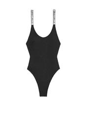Victoria Secret Dámské jednodílné plavky Scoop s kamínky černé S