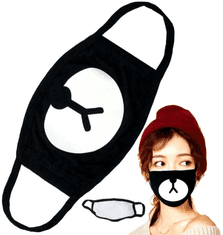 Camerazar Anime Cosplay Medvídek Maska na Obličej, Černá, Třívrstvá Bavlna, Omyvatelná a Opakovaně Použitelná, 27 cm x 16 cm x 12 cm