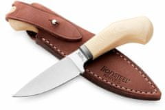 LionSteel WL1 MW Fixed nůž m390 blade WHITE Micarta rukojeť, Ti guard, kožený sheath