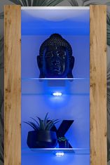 komodee Komodee, sada nábytku Tivoli Medio, Wotan/Bílá, šířka 245cm x výška 159 cm x hloubka 35 cm, volitelné LED osvětlení, do obývacího pokoje, ložnice., s osvětlením