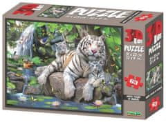 Prime 3D Puzzle Bílí tygři bengálští 3D 63 dílků