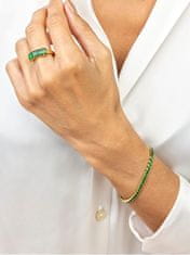 Marc Malone Blyštivý pozlacený prsten se zirkony Leila Green Ring MCR23062G (Obvod 54 mm)