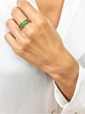 Marc Malone Blyštivý pozlacený prsten se zirkony Leila Green Ring MCR23062G (Obvod 54 mm)