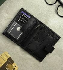 RONALDO Pánská kožená peněženka střední velikosti se zapínáním na patent