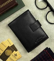 RONALDO Pánská kožená peněženka střední velikosti se zapínáním na patent