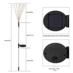 Netscroll Solární svítilna (90 LED žárovek), solární světla ve tvaru pampeliškových světel, z flexibilního drátu, tvarovatelné dle přání, voděodolné, 2 režimy osvětlení, pro zahrady, dvory, SolarFireworkLamp