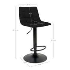 House Nordic Barová židle v sametu, černá s černými nohami, HN1207