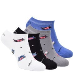 Zdravé Ponožky dámské barevné bavlněné sneaker kočičí ponožky 6400824 4pack, 35-38