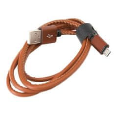 Platinet USB kabel micro kůže 1M 2,4A Brown