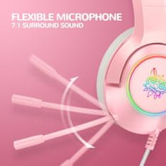 Onikuma K9 RGB Wired Gaming Headset With Cat Ears Pink