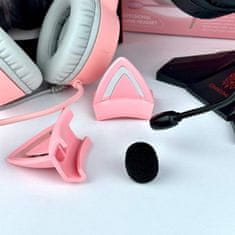 Onikuma X15 PRO Double-Head Beam RGB Wired Gaming Headset With Cat Ears Pink 