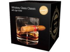 Winkee Klasická sklenice na whisky s držákem na doutníky