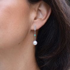 DIAMOND SPOT Diamantové náušnice s perlami a smaragdy