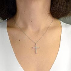 DIAMOND SPOT Diamantový přívěsek kříž s rubíny