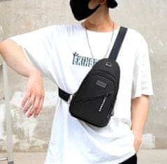 Camerazar Pánský městský batoh přes rameno, černý, nepromokavá syntetická tkanina Oxford Cloth, 17x30x5 cm