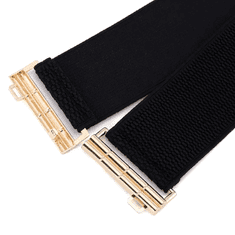 Camerazar Dámský elastický opasek černé barvy s bambusovou zlatou sponou, 65 cm