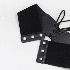 Camerazar Dámský elastický korzetový opasek, černý, syntetický materiál s vložkami z ekokůže, 70x9.8 cm
