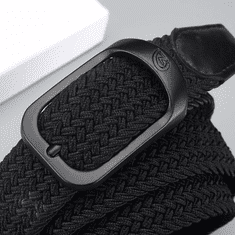 Camerazar Unisex Elastický Pásek bez Otvorů s Černou Sponou, 120 cm, Pletený Polyester a Ekokůže