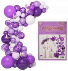 bHome Velká sada balónků na girlandu fialovo-černo-bílá 120 ks