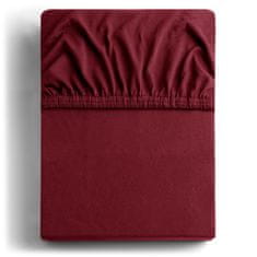 DecoKing Bavlněné jersey prostěradlo s gumou Amber tmavě červené, velikost 120-140x200+30