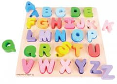 Bigjigs Toys Dřevěná motorická vzdělávací hračka - Abeceda velká písmena