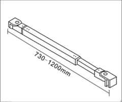 H K Vzpěra F084 730-1200 mm, pro skla 6-10mm