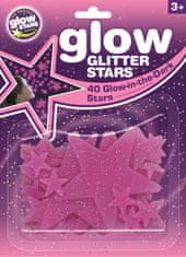 Glow Glitter Stars - růžové