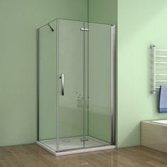 H K Čtvercový sprchový kout MELODY B8 100x100 cm se zalamovacími dveřmi včetně sprchové vaničky z litého mramoru 