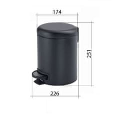 Gedy Potty odpadkový koš 3l, soft close, černá mat (320914)