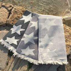 Denizli Concept Plážová osuška STARS 90x170 cm, světle šedá, bavlna