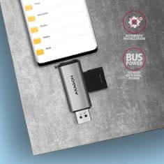 AXAGON CRE-SAC USB-C+A čtečka SD / microSD