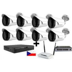 Zoneway 5MPx H265 kamerový IP POE set - 8x NC965, NVR 2104, router, POE switch 8 + 1