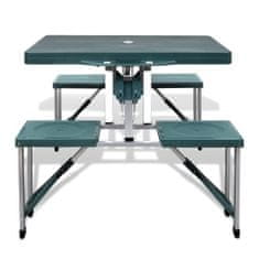 Greatstore Skládací kempingový set stůl a 4 stoličky, hliník, extra lehký, zelený