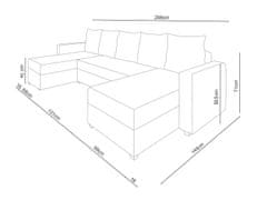 Nejlevnější nábytek Rohová sedačka ASTANA U, tmavě šedá látka/bílá ekokůže