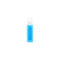 EcoViking Kojenecká lahev skleněná 240 ml úzká silikonový obal modrá