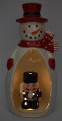 DUE ESSE Porcelánový sněhulák se svítícím louskáčkem v bříšku 23 cm, typ 4