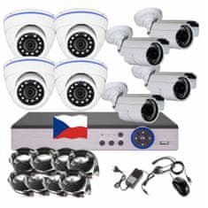 Eonboom 8CH 5MPx AHD kamerový set CCTV 4+4 - DVR s LAN a 4+4 venkovní bullet/dome kamery