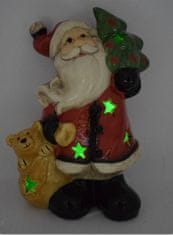 DUE ESSE Keramický svítící Santa se stromečkem a méďou 21 cm