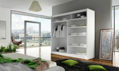 Nejlevnější nábytek Šatní skříň GAMBA VI, bílý mat/zrcadlo