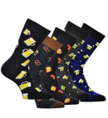 OXSOX pánské bavlněné barevné veselé CRAZY SOCKS ponožky PIVO ox7100120 5-pack, 39-42