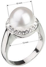 Evolution Group Stříbrný perlový prsten s krystaly Swarovski London Style 35021.1 (Obvod 52 mm)