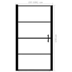 shumee Sprchové dveře matné tvrzené sklo 100 x 178 cm černé