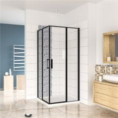 H K Čtvercový sprchový kout BLACK SAFIR R101, 100x100 cm, se dvěma jednokřídlými dveřmi s pevnou stěnou, rohový vstup včetně sprchové vaničky z litého mramoru