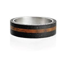 Gravelli Betonový prsten antracitový Simple Wood GJRUWOA001 (Obvod 56 mm)