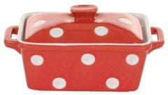 Isabelle Rose Keramická máslenka nebo zapékací miska s pokličkou a puntíky červená