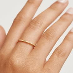 PDPAOLA Minimalistický pozlacený prsten s třpytivými zirkony White Essential Gold AN01-347 (Obvod 50 mm)