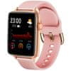 Chytré hodinky v češtině PW-101, Bluetooth 5.0, smart watch s velkým display, krokoměrem, oxymetrem, měřením tepu, tlaku, zlaté s růžovým páskem