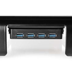 Nedis ERGOMFSU3400BK ergonomický multifunkční stojan pod monitor, USB 3.0 Hub se 4 porty, černá