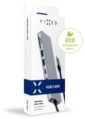FIXED 7-portový hliníkový USB-C HUB Card pro notebooky a tablety FIXHU-CAD-GR, šedý